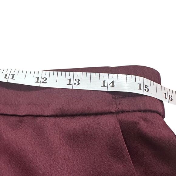 NEW Satin Ankle Trousers Silk Tulip Hem With Pockets Quiet Luxury, Port, size 8 - Picture 5 of 11